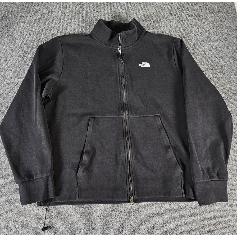 North Face Jacket Mens Large Black Full Zip Cotton Blend Outdoor Casual A5GJ8
